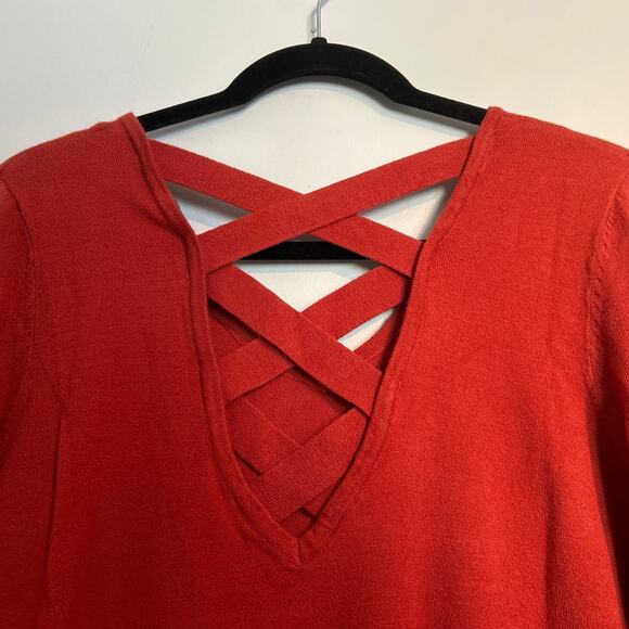 Love Ellie Mia Back Detail Pullover Sweater, Burnt Orange, Women's Medium - Picture 7 of 8